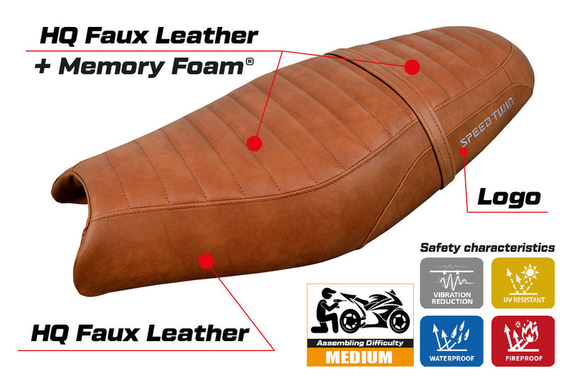 Triumph Speed Twin 900 2019-2024 Seat Cover Tappezzeria Italia Comfort in Brown