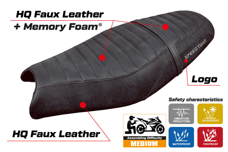 Triumph Speed Twin 900 2019-2024 Seat Cover Tappezzeria Italia Comfort in Black
