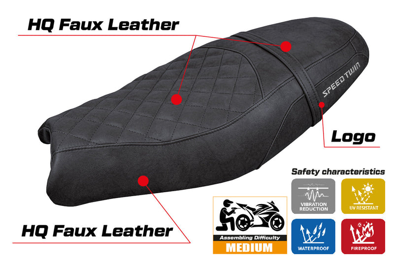 Triumph Speed Twin 900 2019-2024 Seat Cover Tappezzeria Italia in Black SE
