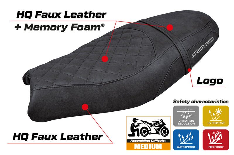 Triumph Speed Twin 900 2019-2024 Seat Cover Tappezzeria Italia Comfort Black SE
