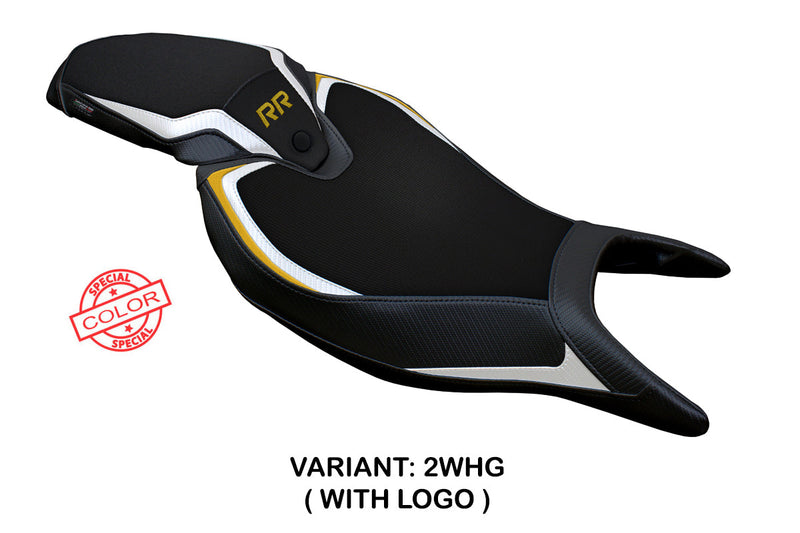 Triumph Speed Triple 1200 RR 2022-2024 Seat Cover Tappezzeria Italia in White Gold and Black