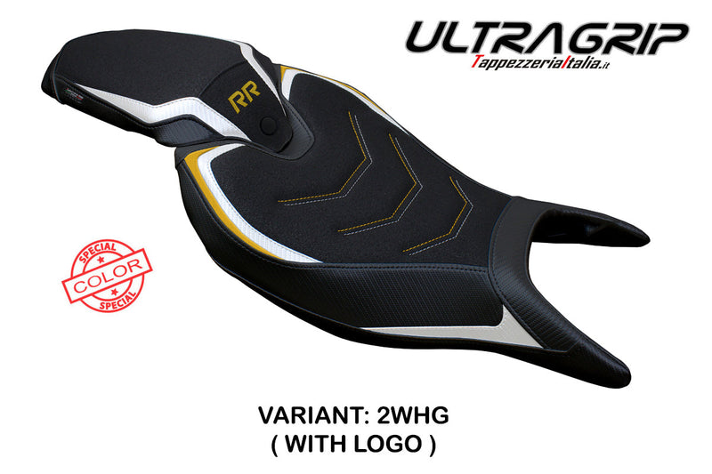 Triumph Speed Triple 1200 RR 2022-2024 Seat Cover Tappezzeria Italia Ultragrip in White and Gold