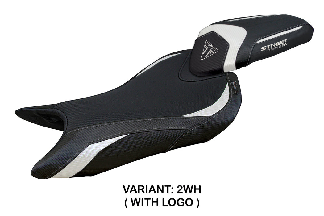 Triumph Street Triple 765 2023-2024 Seat Cover Tappezzeria Italia in White and Black