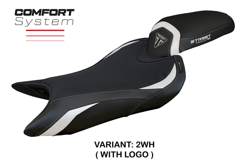 Triumph Street Triple 765 2023-2024 Seat Cover Tappezzeria Italia Comfort in White and Black