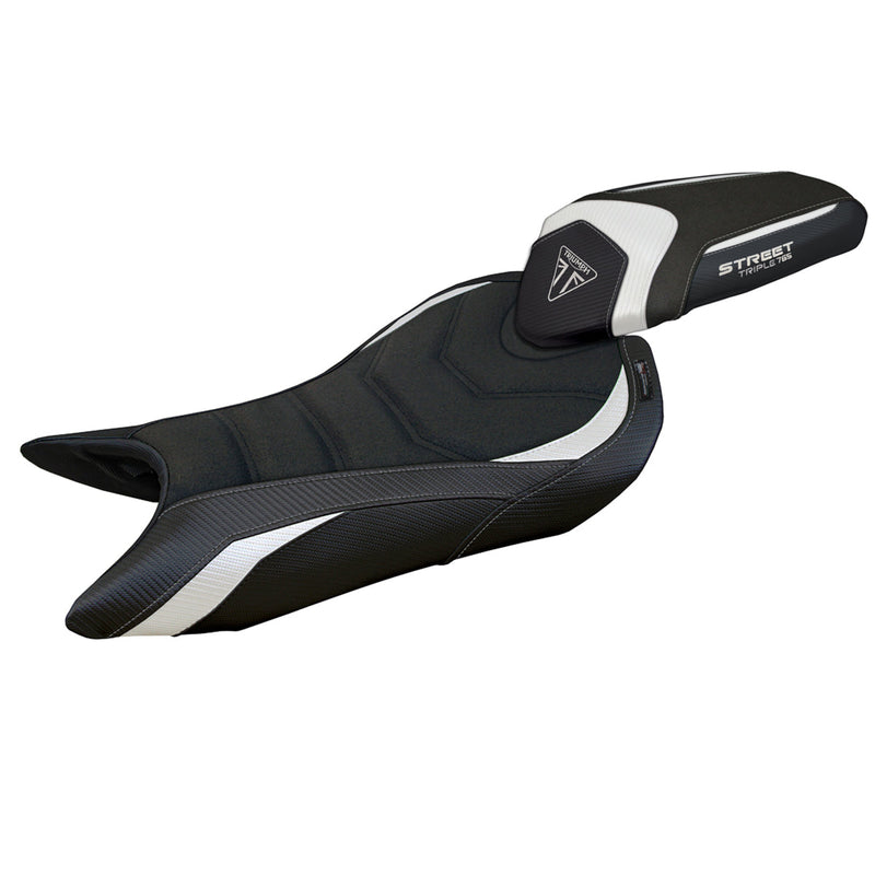 Triumph Street Triple 765 2023-2024 Seat Cover Tappezzeria Italia Ultragrip in White and Black