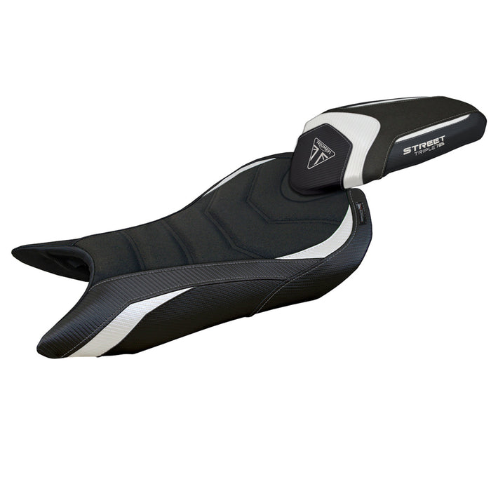 Triumph Street Triple 765 2023-2024 Seat Cover Tappezzeria Italia Ultragrip in White and Black
