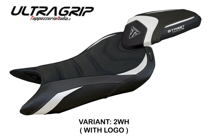 Triumph Street Triple 765 2023-2024 Seat Cover Tappezzeria Italia Ultragrip in White and Black