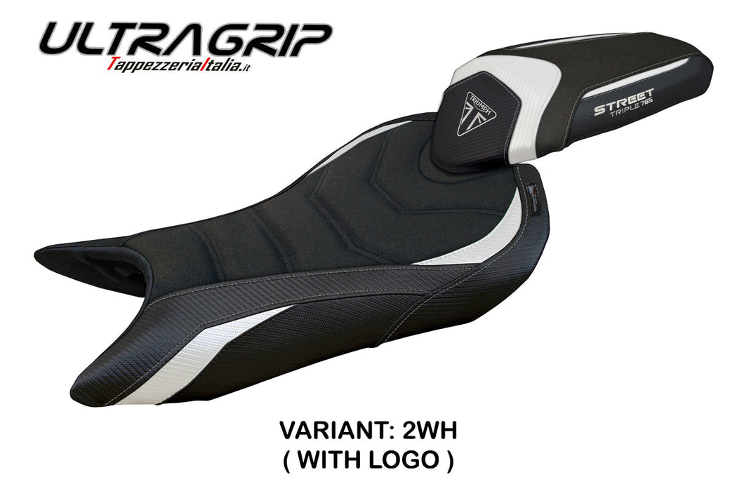 Triumph Street Triple 765 2023-2024 Seat Cover Tappezzeria Italia Ultragrip in White and Black