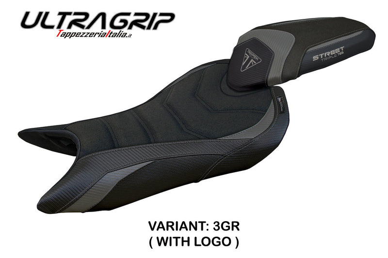 Triumph Street Triple 765 2023-2024 Seat Cover Tappezzeria Italia Ultragrip in Grey and Black