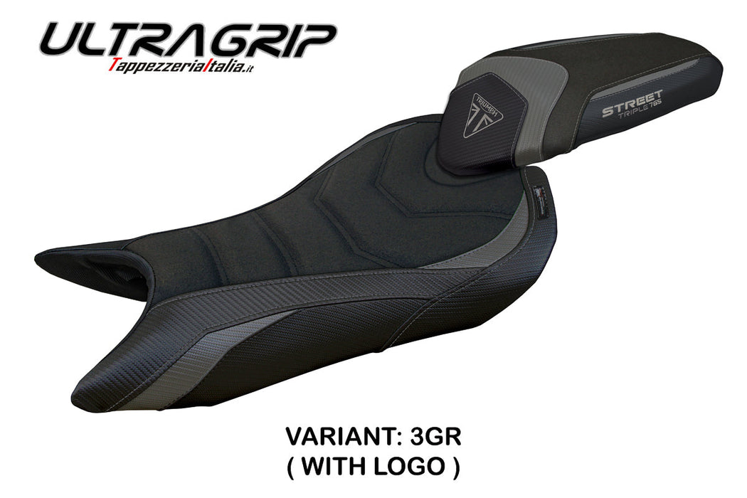 Triumph Street Triple 765 2023-2024 Seat Cover Tappezzeria Italia Ultragrip in Grey and Black