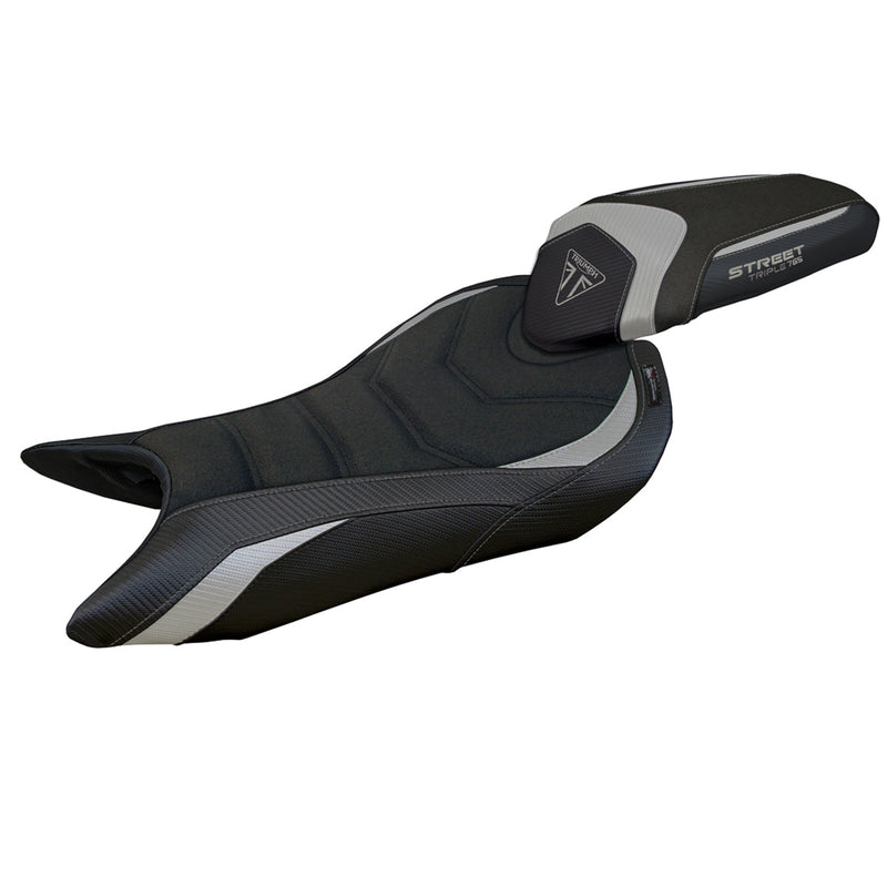 Triumph Street Triple 765 2023-2024 Seat Cover Tappezzeria Italia Ultragrip in Silver and Black