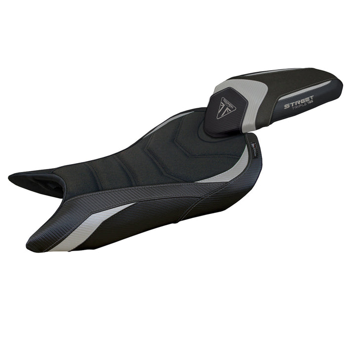 Triumph Street Triple 765 2023-2024 Seat Cover Tappezzeria Italia Ultragrip in Silver and Black