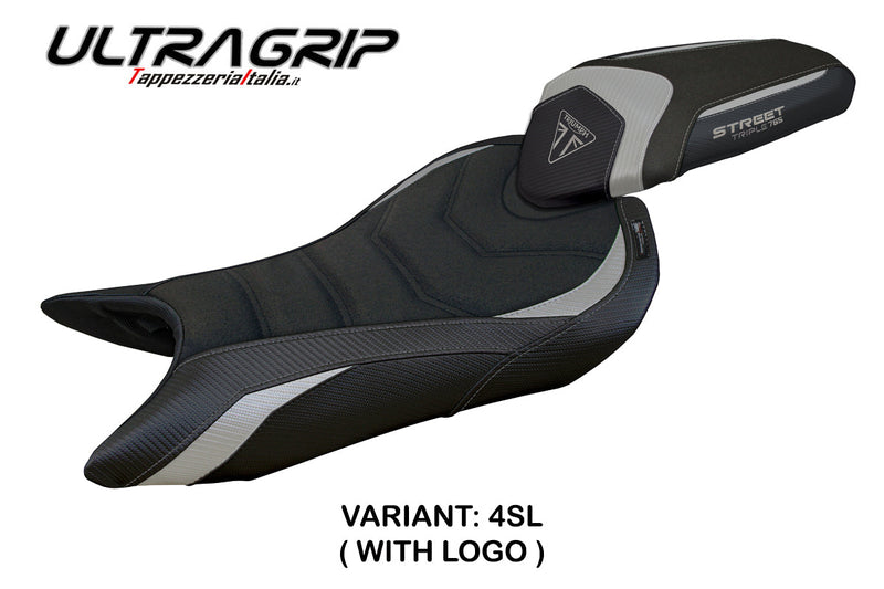 Triumph Street Triple 765 2023-2024 Seat Cover Tappezzeria Italia Ultragrip in Silver and Black