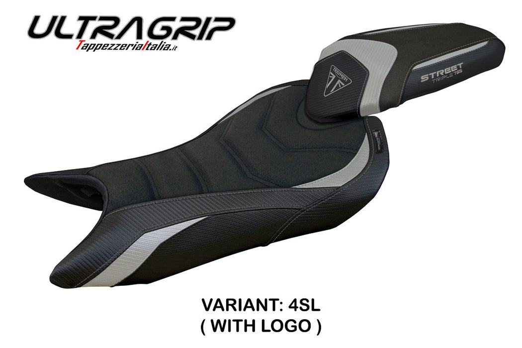 Triumph Street Triple 765 2023-2024 Seat Cover Tappezzeria Italia Ultragrip in Silver and Black