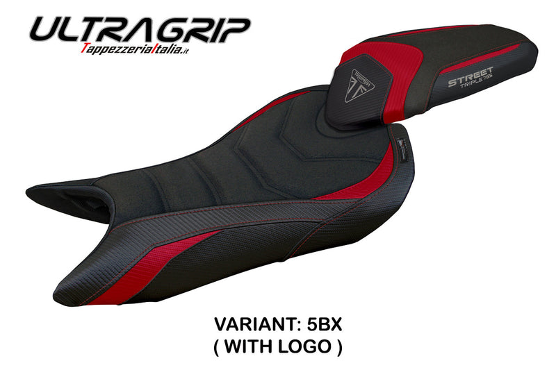 Triumph Street Triple 765 2023-2024 Seat Cover Tappezzeria Italia Ultragrip in Bordeaux and Black