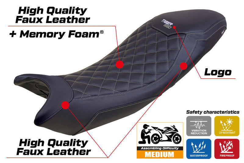 Triumph Tiger 660 2021-2024 Seat Cover Tappezzeria Italia Comfort in Black SE