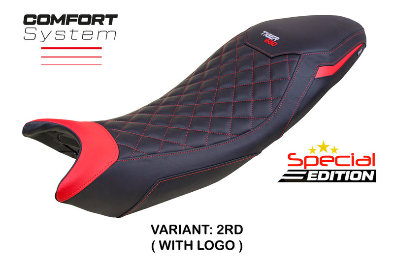 Triumph Tiger 660 2021-2024 Seat Cover Tappezzeria Italia Comfort in Black and Red SE