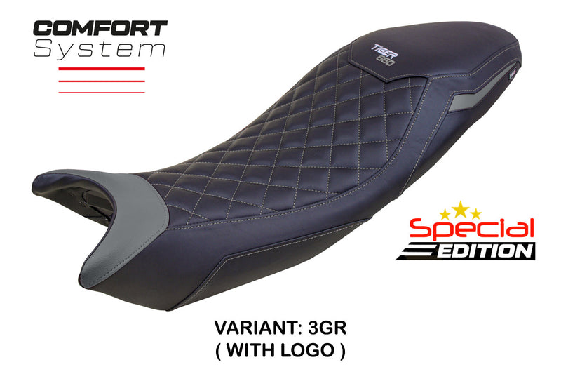 Triumph Tiger 660 2021-2024 Seat Cover Tappezzeria Italia Comfort in Black Grey SE