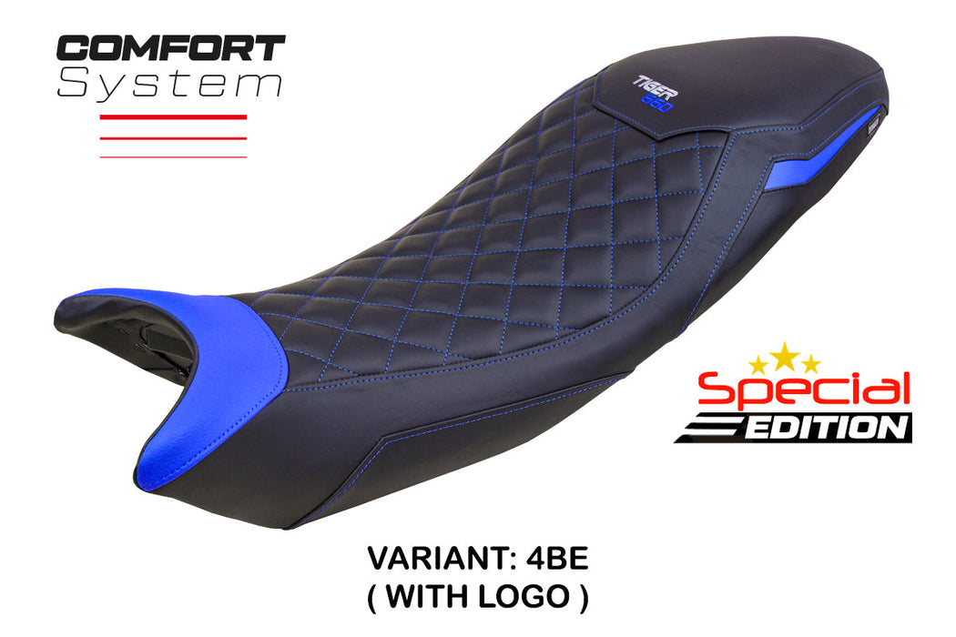 Triumph Tiger 660 2021-2024 Seat Cover Tappezzeria Italia Comfort in Black and Blue SE