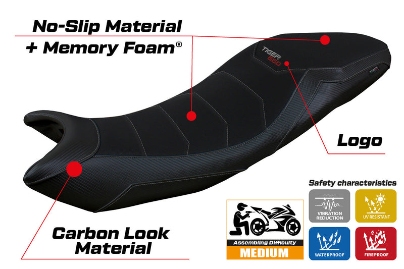 Triumph Tiger 660 2021-2024 Seat Cover Tappezzeria Italia Comfort in Black