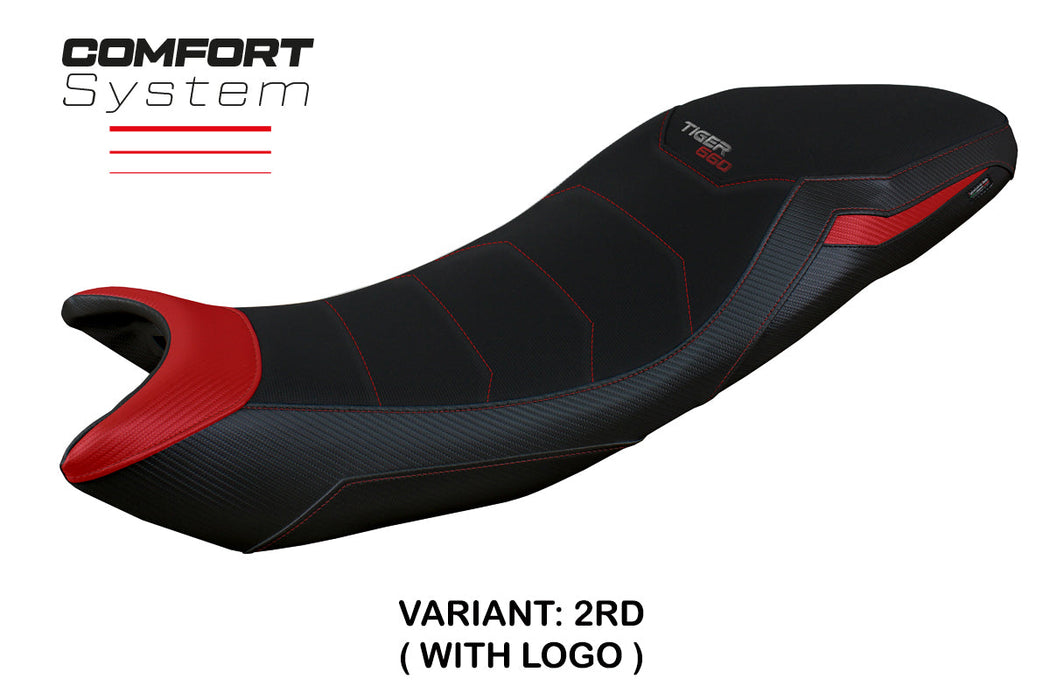 Triumph Tiger 660 2021-2024 Seat Cover Tappezzeria Italia Comfort in Red and Black