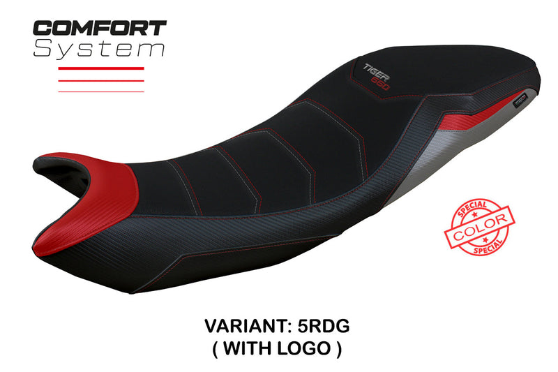 Triumph Tiger 660 2021-2024 Seat Cover Tappezzeria Italia Comfort in Red Grey and Black