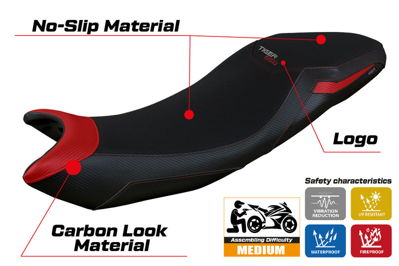 Triumph Tiger 660 2021-2024 Seat Cover Tappezzeria Italia in Red and Black
