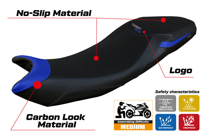 Triumph Tiger 660 2021-2024 Seat Cover Tappezzeria Italia in Blue and Black