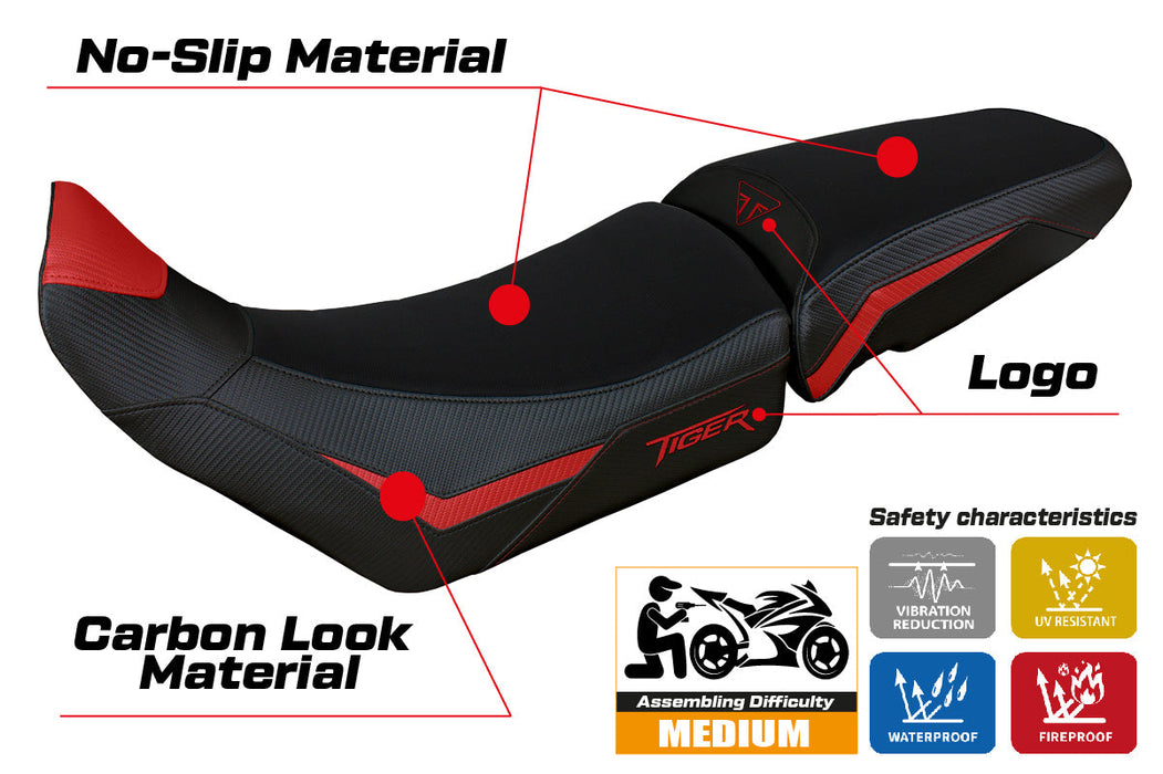 Triumph Tiger 900 2020-2023 Seat Cover Tappezzeria Italia in Red and Black