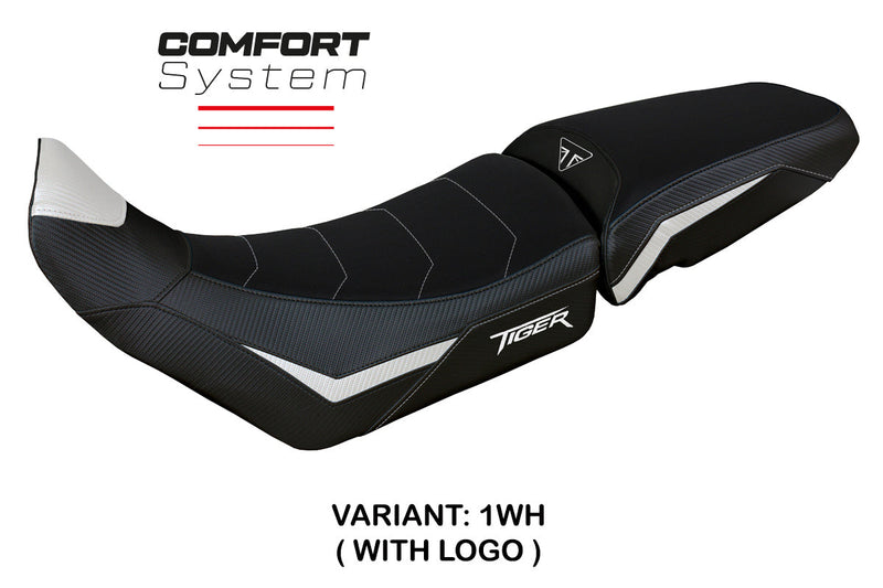 Triumph Tiger 900 2020-2023 Seat Cover Tappezzeria Italia Comfort in White and Black