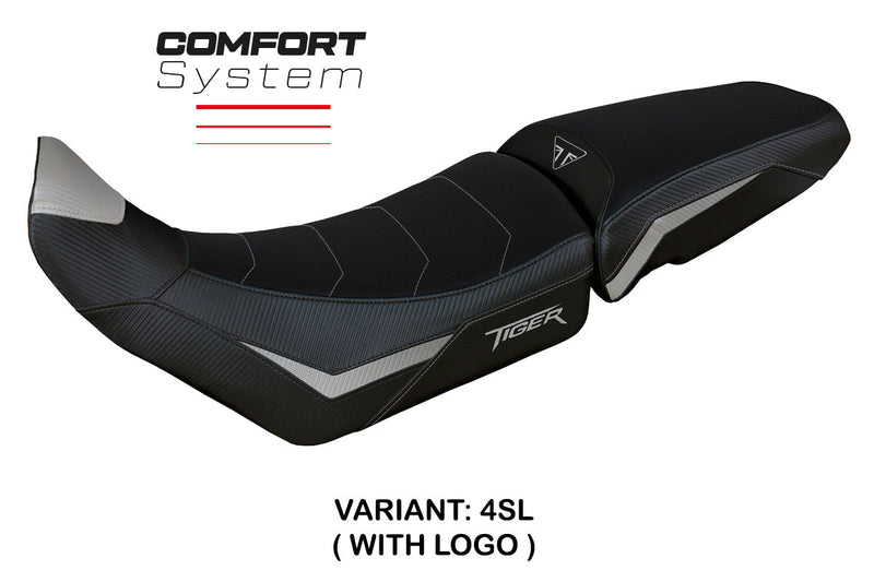 Triumph Tiger 900 2020-2023 Seat Cover Tappezzeria Italia Comfort Silver and Black