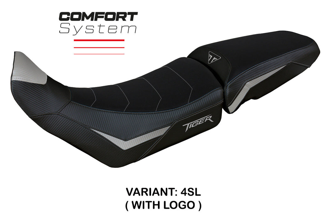 Triumph Tiger 900 2020-2023 Seat Cover Tappezzeria Italia Comfort Silver and Black