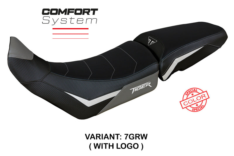 Triumph Tiger 900 2020-2023 Seat Cover Tappezzeria Italia Comfort in Grey and White