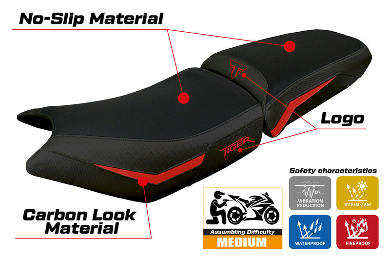 Triumph Tiger 900 2024 Seat Cover Tappezzeria Red Black