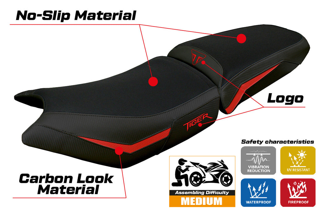 Triumph Tiger 900 2024 Seat Cover Tappezzeria Red Black