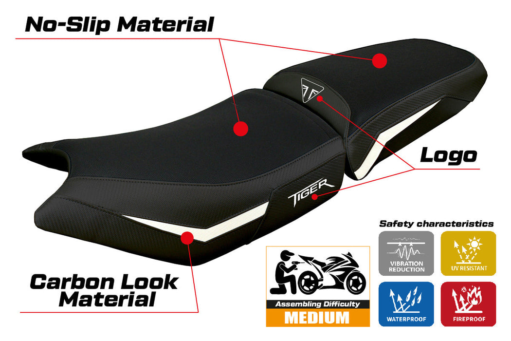 Triumph Tiger 900 2024 Seat Cover Tappezzeria White Black