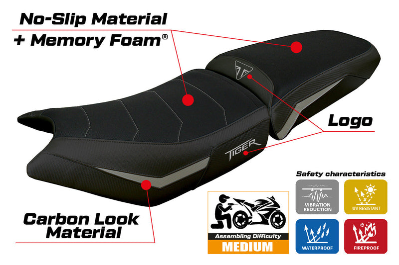 Triumph Tiger 900 2024 Seat Cover Tappezzeria Comfort Grey Black