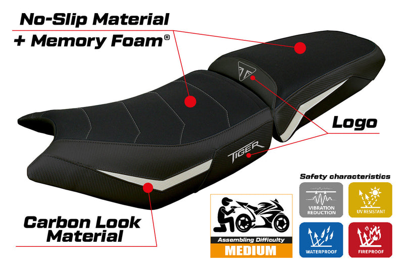 Triumph Tiger 900 2024 Seat Cover Tappezzeria Comfort Silver Black