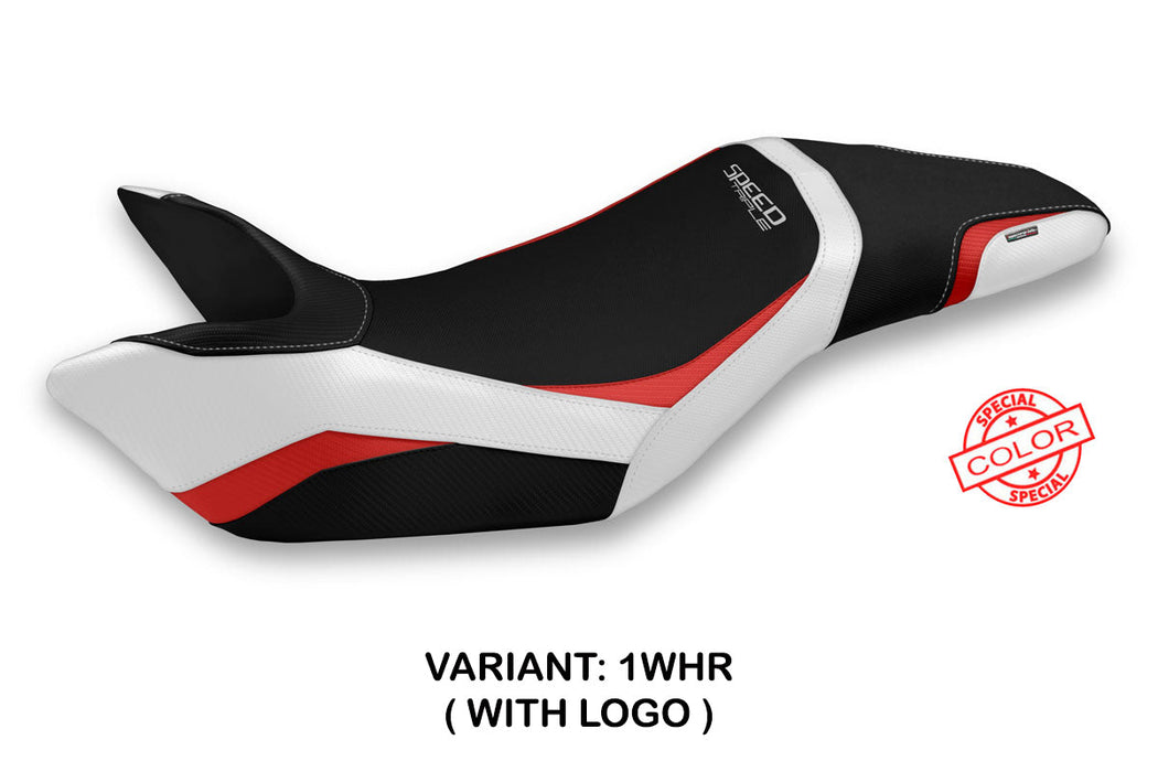 Triumph Speed Triple 2011-2015 Seat Cover Tappezzeria Italia in White and Red