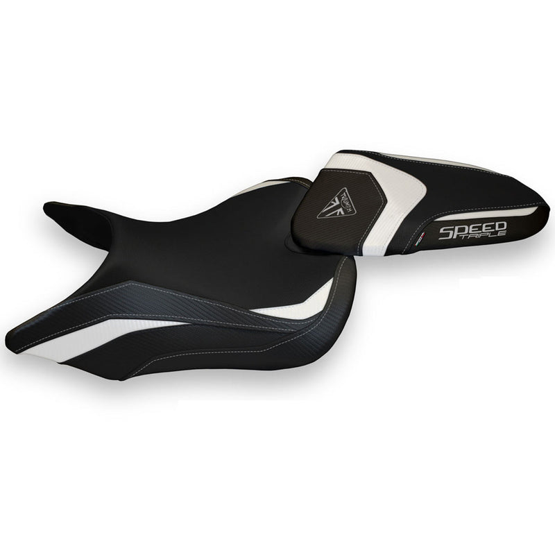 Triumph Speed Triple 2016-2021 Seat Cover Tappezzeria Italia in White Black