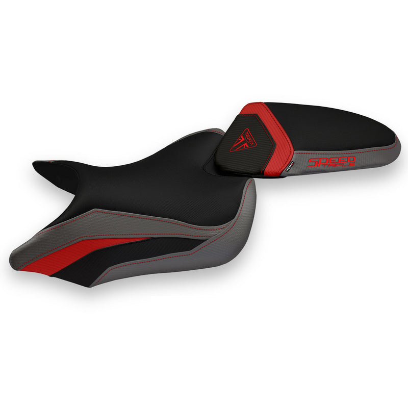 Triumph Speed Triple 2016-2021 Seat Cover Tappezzeria Italia Comfort in Red and Grey