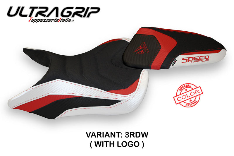Triumph Speed Triple 2016-2021 Seat Cover Tappezzeria Italia Ultragrip in Red and White