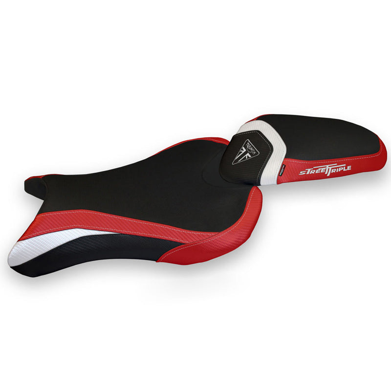 Triumph Street Triple 765 2017-2022 Seat Cover Tappezzeria Italia Comfort in White and Red