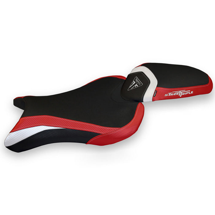 Triumph Street Triple 765 2017-2022 Seat Cover Tappezzeria Italia Comfort in White and Red