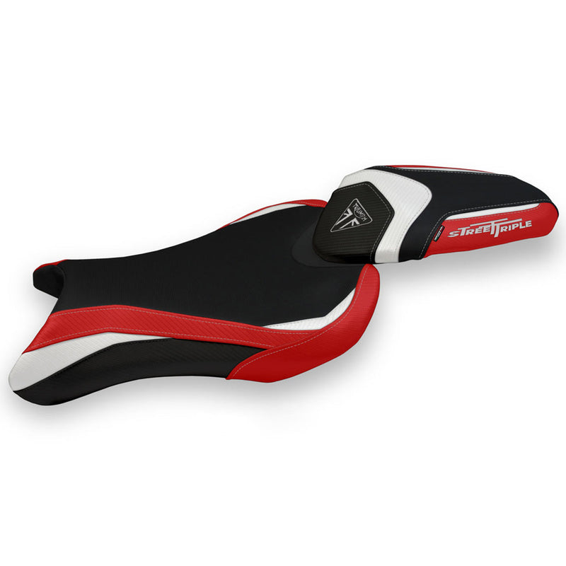 Triumph Street Triple 765 2017-2022 Seat Cover Tappezzeria Italia in White Red and Black