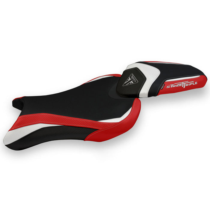 Triumph Street Triple 765 2017-2022 Seat Cover Tappezzeria Italia in White Red and Black