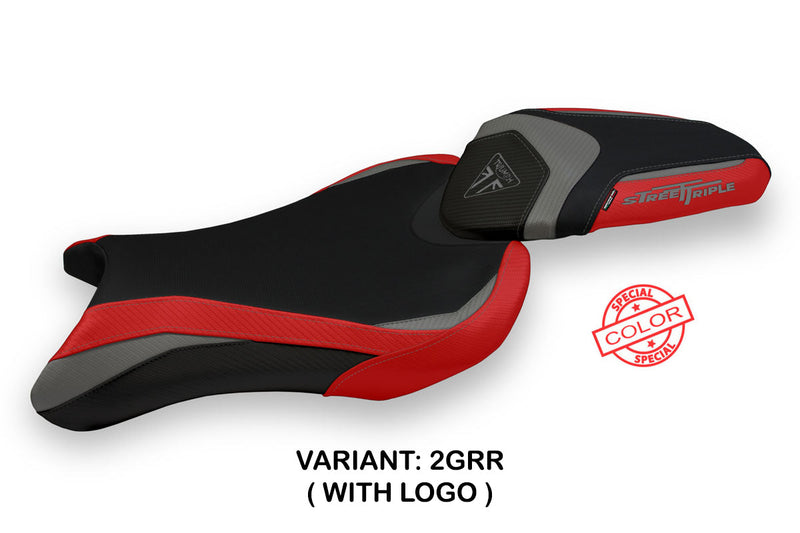 Triumph Street Triple 765 2017-2022 Seat Cover Tappezzeria Italia in Grey Red and Black
