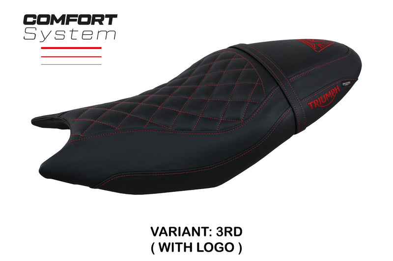 Triumph Trident 660 2021-2024 Seat Cover Tappezzeria Italia Comfort in Black and Red