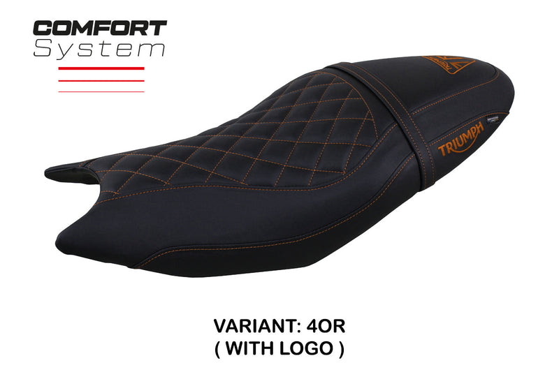 Triumph Trident 660 2021-2024 Seat Cover Tappezzeria Italia Comfort in Black and Orange
