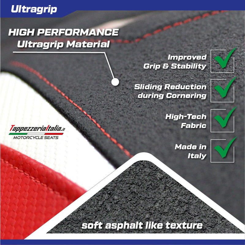 Ducati Multistrada V4 Rally 2023-2024 Seat Cover Tappezzeria Italia Ultragrip in Red and Silver